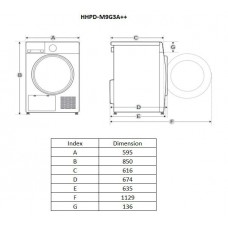 Uscator de rufe cu pompa de caldura HEINNER HHPD-M9G3A++, 9 kg, Inverter