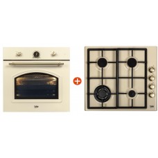 Pachet Beko rustic cuptor electric OIM27201C + plita gaz HIZG64125SCR Pachet Beko rustic cuptor electric OIM27201C + plita gaz HIZG64125SCR