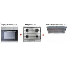 Pachet Whirlpool Cuptor electric AKP 135 + Plita pe gaz AKR 360 + Hota telescopica AKR 643 GY